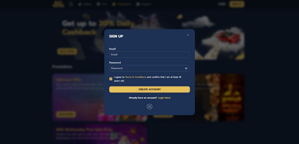 Big Wins - How do I register at the casino site and declare the welcome incentive?